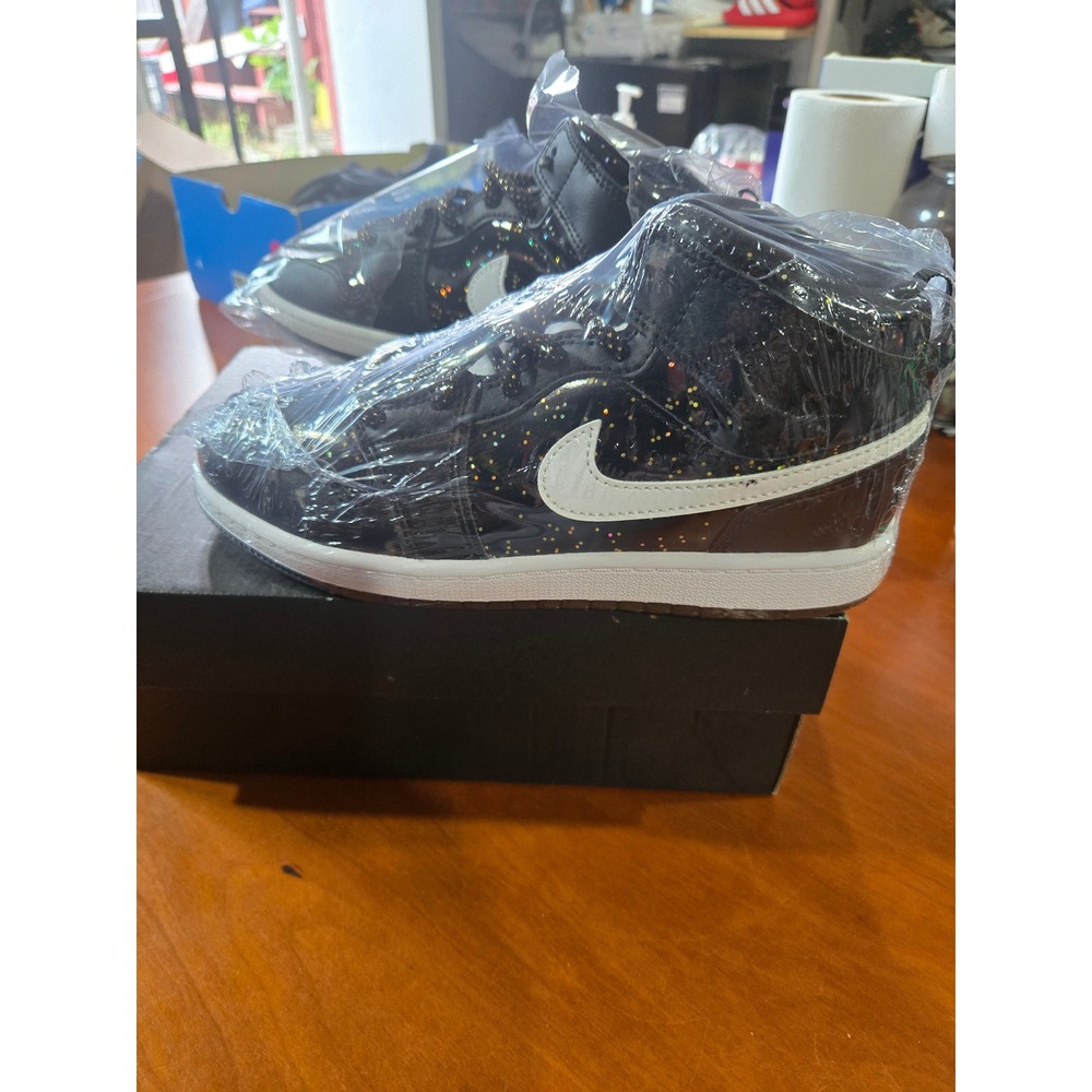 Jordan 1 Mid SE PS Black White Glitter Speckle AV5173-001 Kids Size 3Y